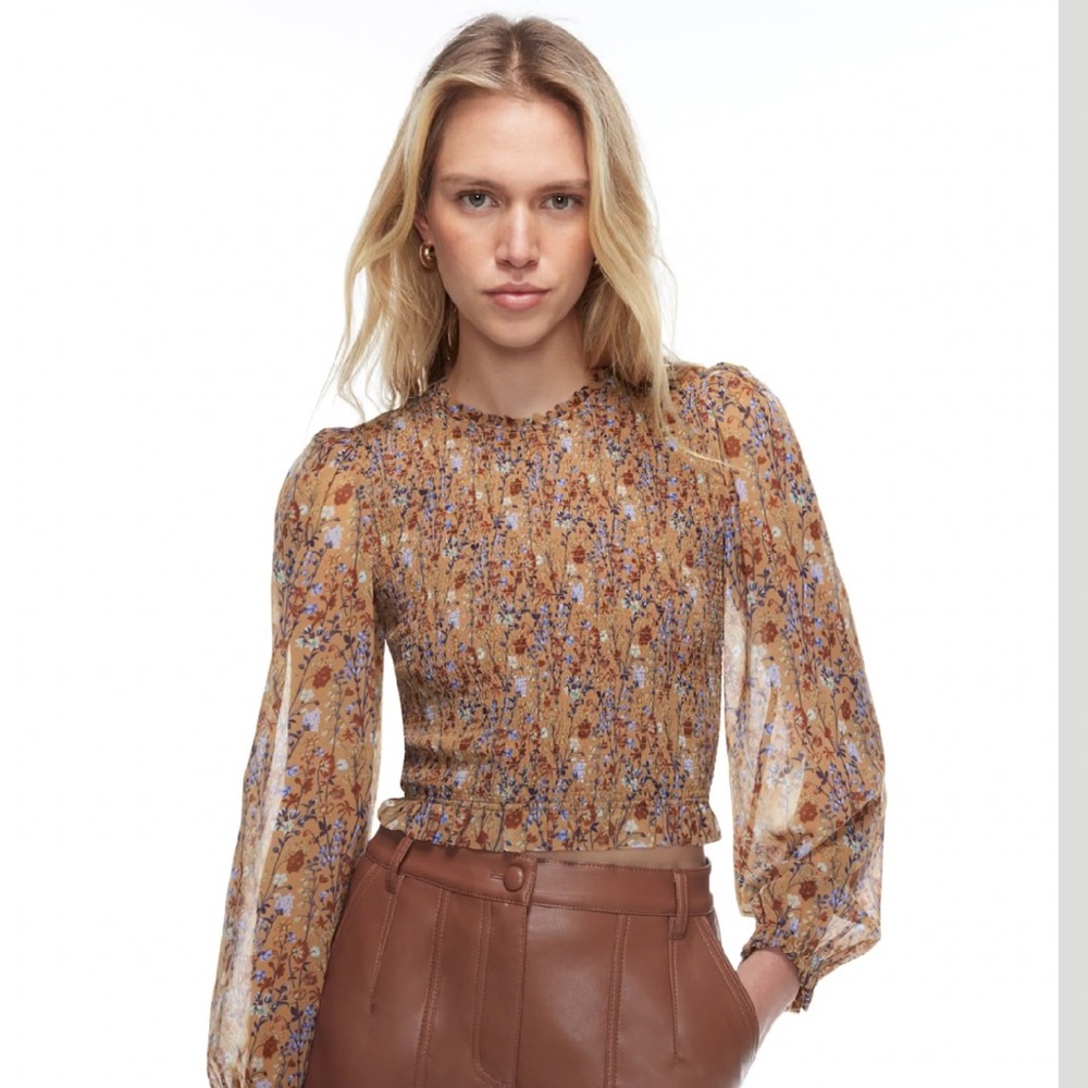 Wilfred Aritzia Tempest Blouse - Sheer Sleeve Floral Top